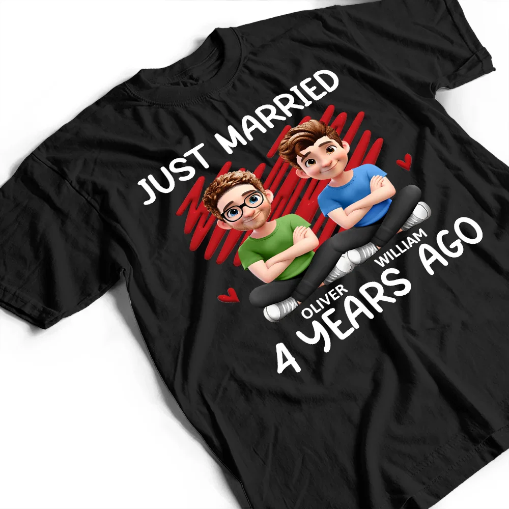 Just Married Many Years Ago Couple - Personalized T Shirt - Image 3
