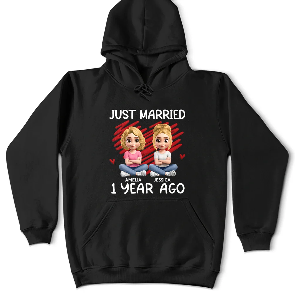 Just Married Many Years Ago Couple - Personalized T Shirt - Image 4