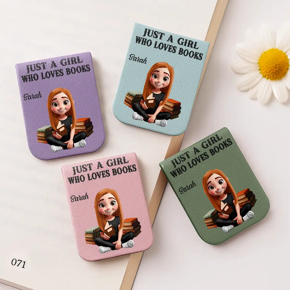 Just One More Chapter 3D Effect Reading Woman Man - Personalized Leather Magnetic Bookmark - Image 2