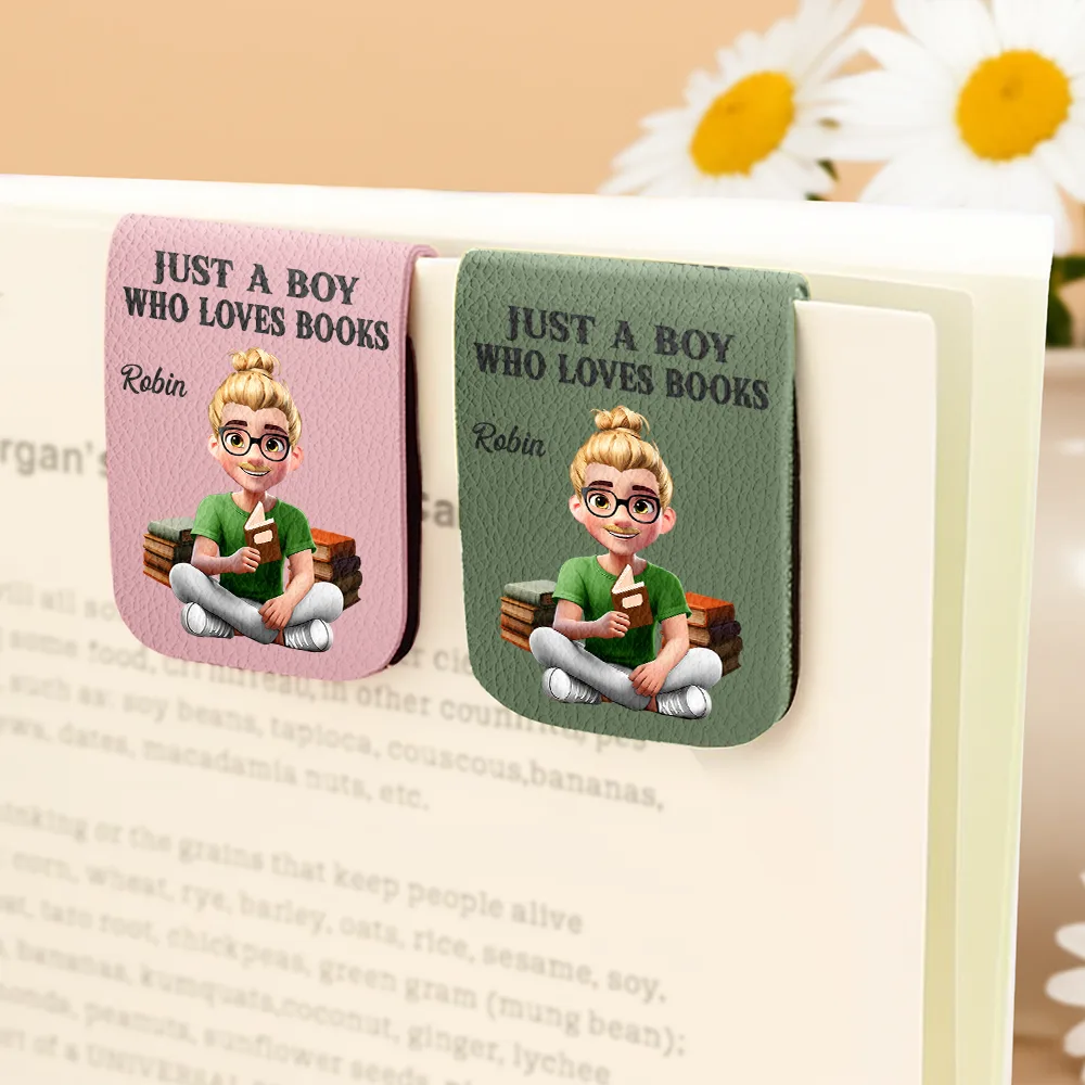Just One More Chapter 3D Effect Reading Woman Man - Personalized Leather Magnetic Bookmark - Image 4