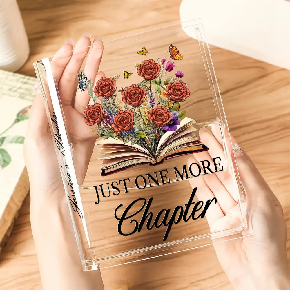 Just One More Chapter Birth Flower - Personalized Acrylic Book Vase - Image 3