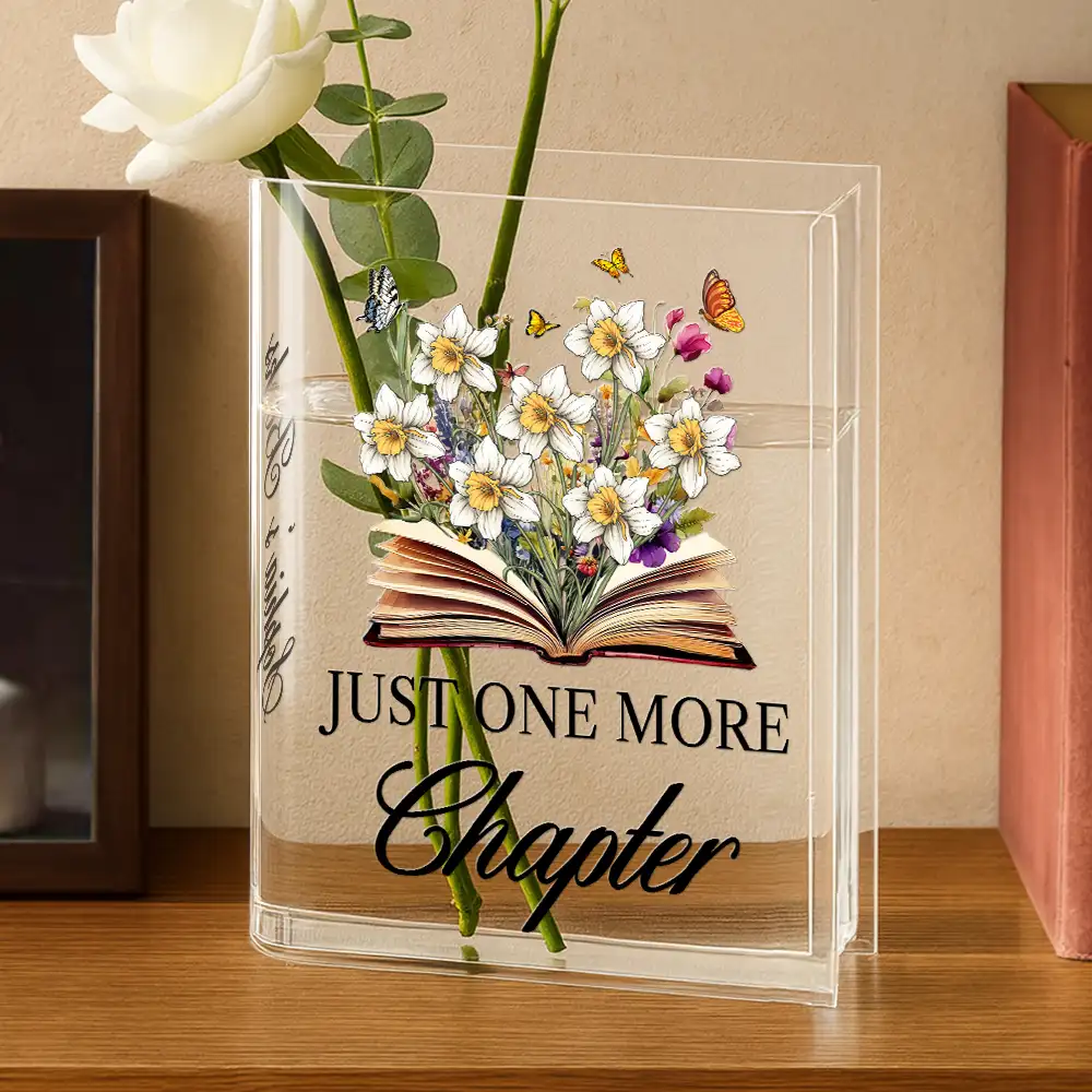Just One More Chapter Birth Flower - Personalized Acrylic Book Vase - Image 6