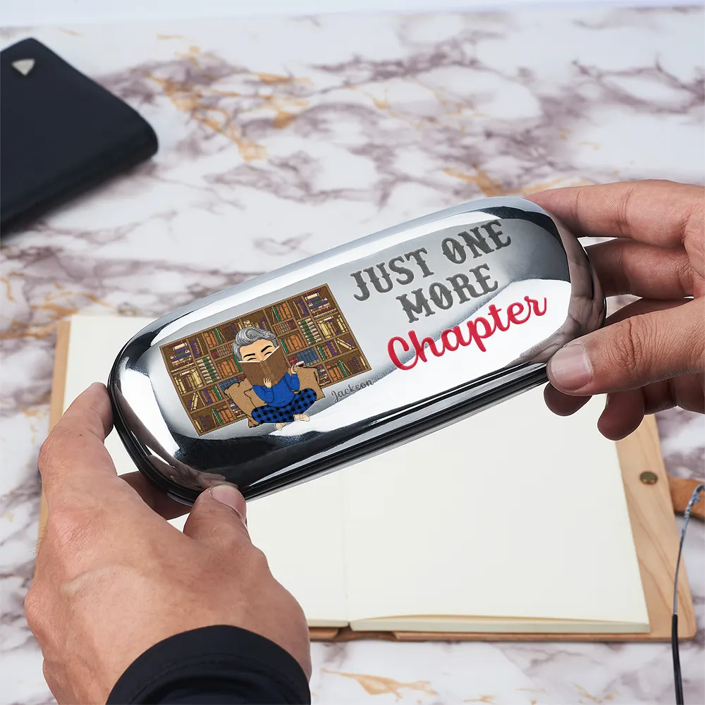 Just One More Chapter Book Lovers - Personalized Chrome Glasses Case Box - Image 2
