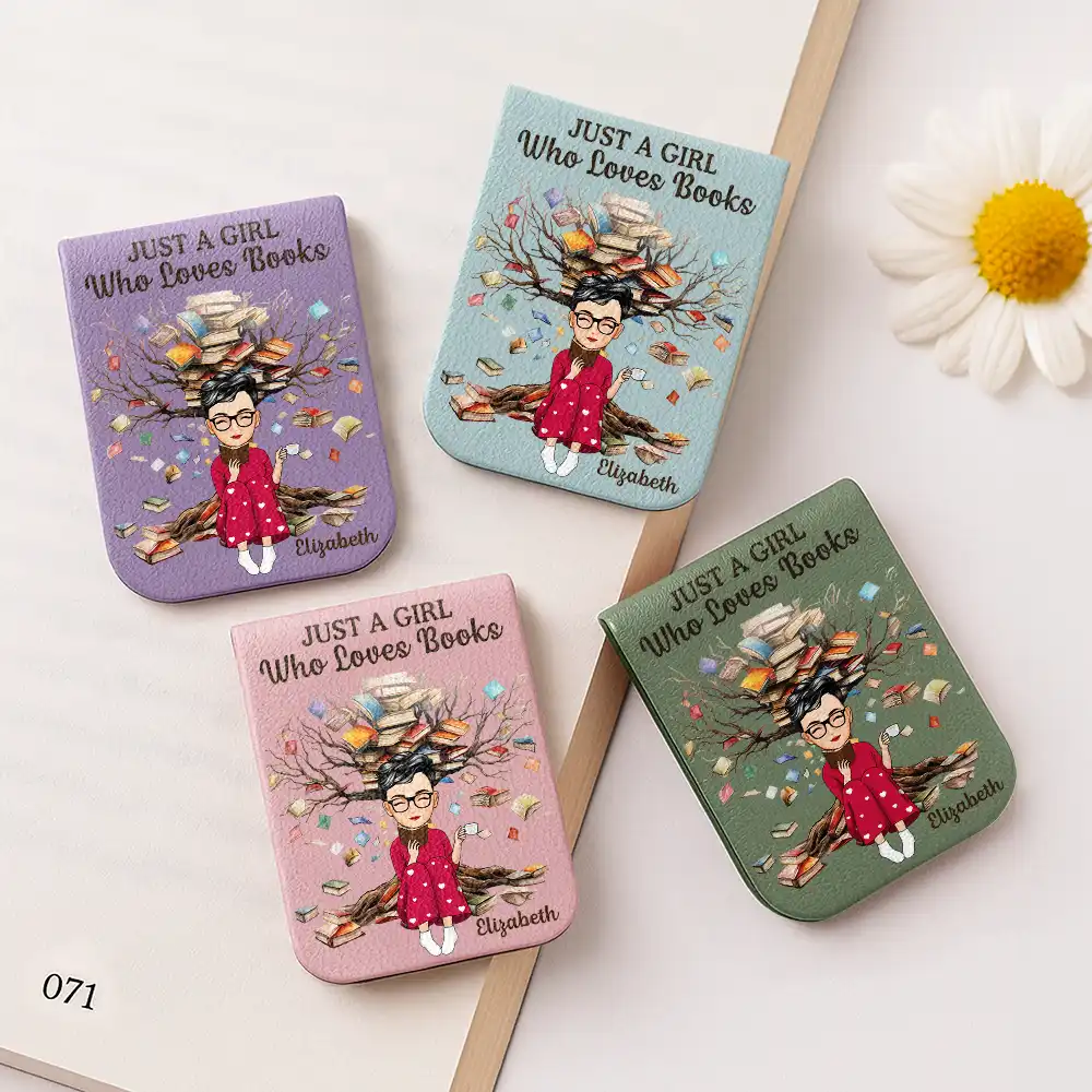Just One More Chapter Girl Who Loves Books - Personalized Leather Magnetic Bookmark - Image 2