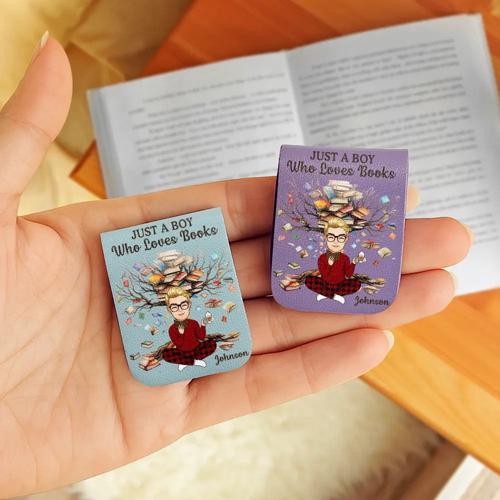 Just One More Chapter Girl Who Loves Books - Personalized Leather Magnetic Bookmark - Image 3