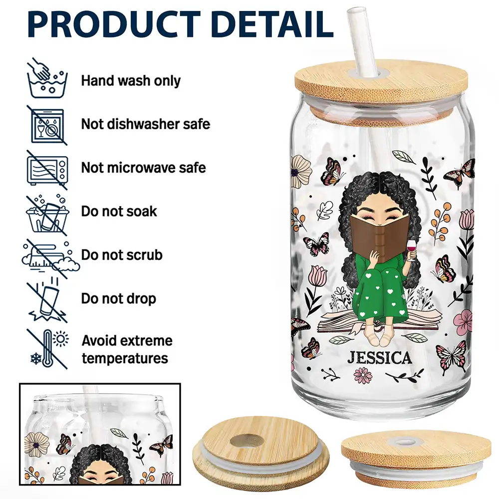 Just One More Chapter - Personalized Clear Glass Can - Image 4