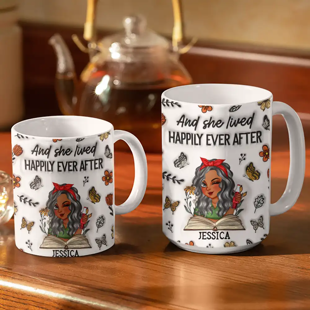 Just One More Chapter Reading - 3D Inflated Effect Printed Mug, Personalized White Edge-to-Edge Mug - Image 3