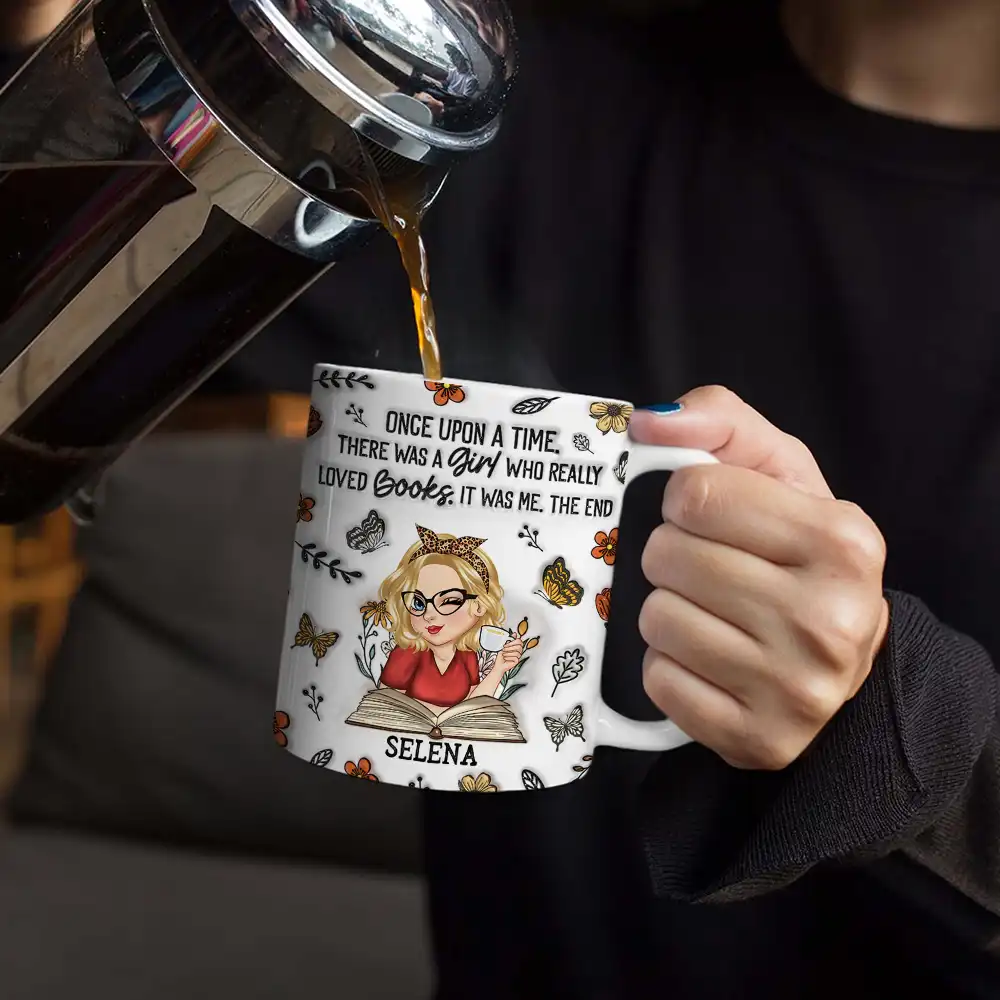 Just One More Chapter Reading - 3D Inflated Effect Printed Mug, Personalized White Edge-to-Edge Mug - Image 4