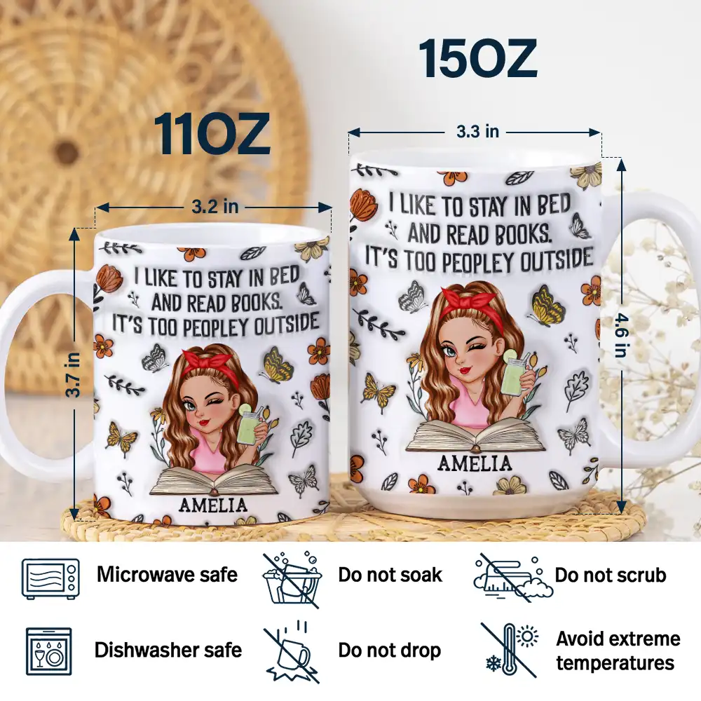 Just One More Chapter Reading - 3D Inflated Effect Printed Mug, Personalized White Edge-to-Edge Mug - Image 5