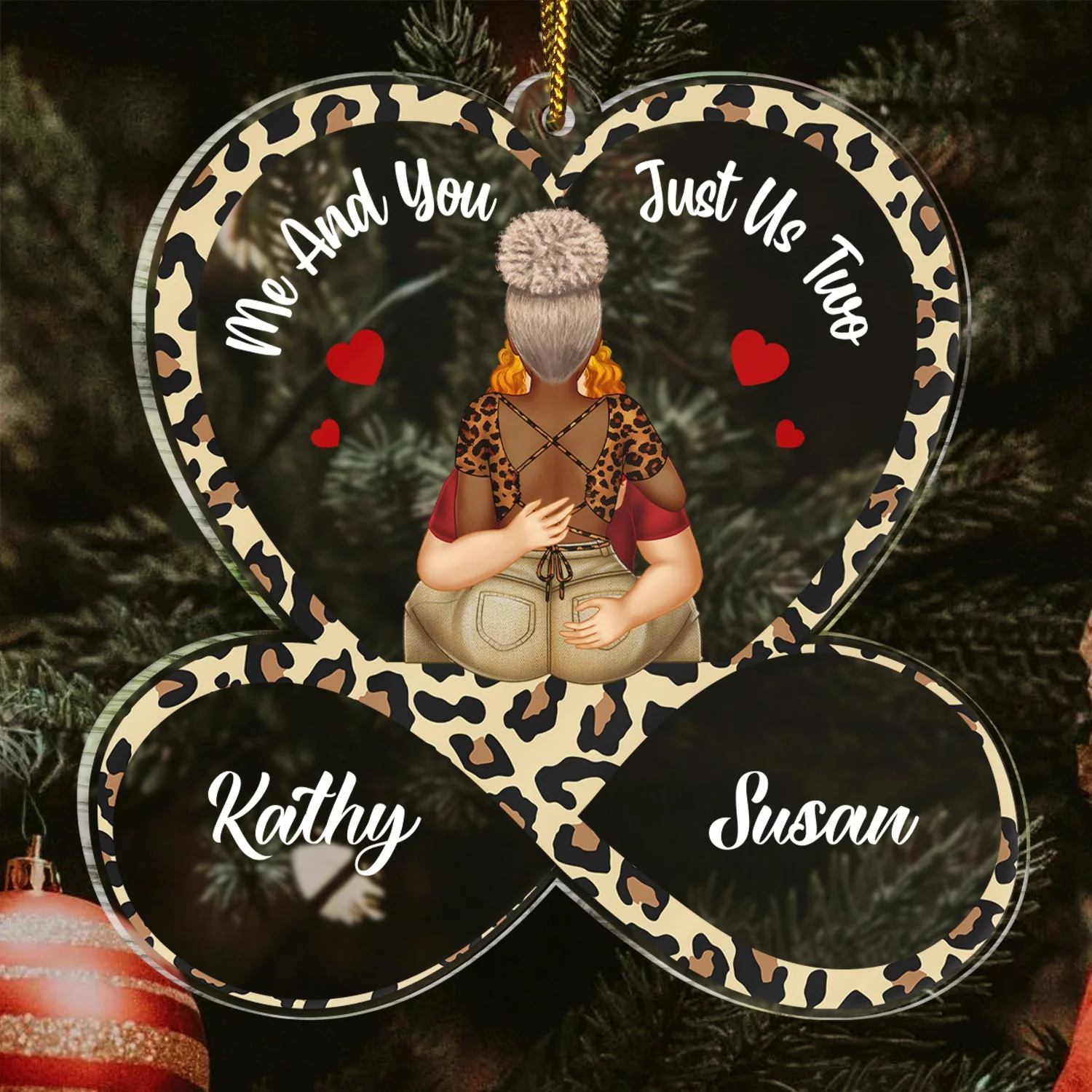 Just Us Two - Christmas Gift For Couples - Personalized Custom Shaped Acrylic Ornament - Image 3