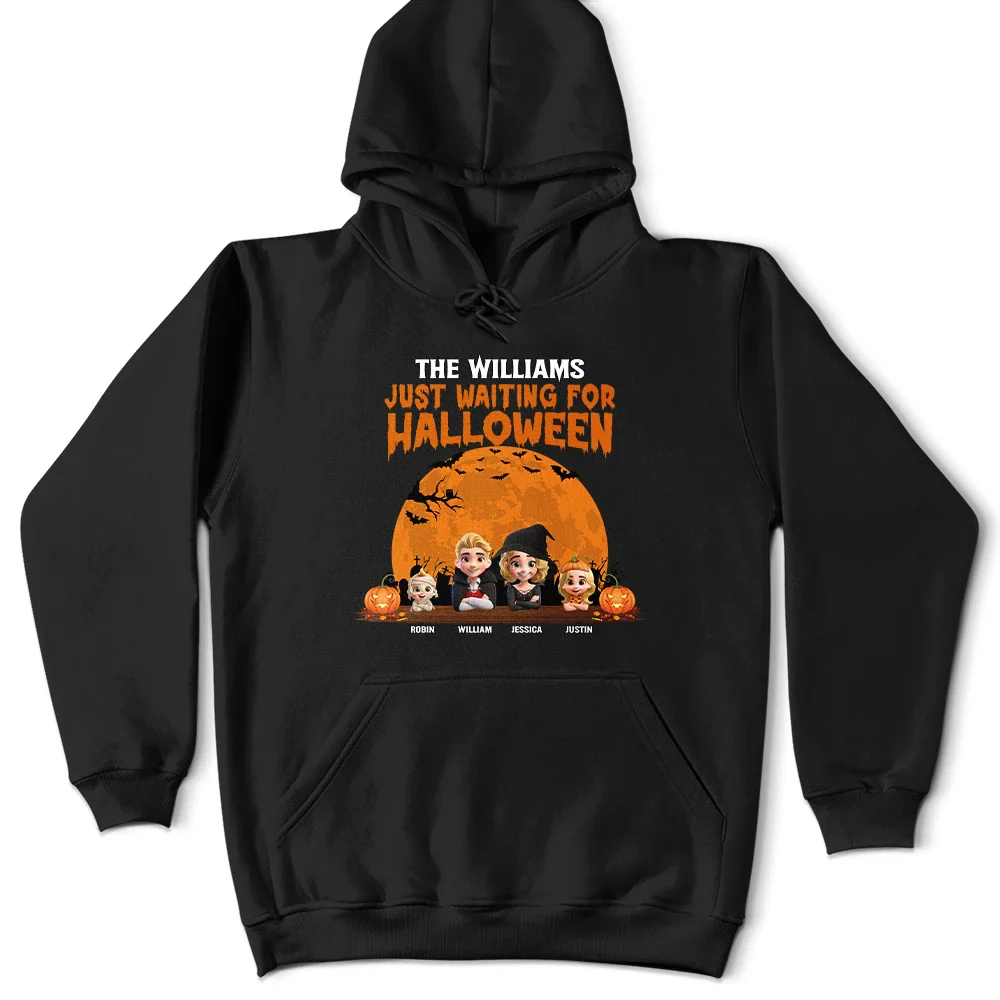 Just Waiting For Halloween - Personalized T Shirt - Image 4