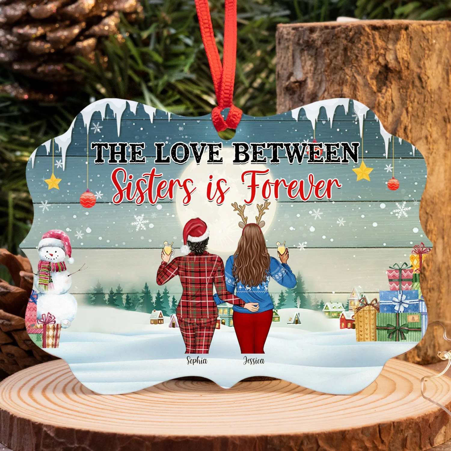 Keeping Each Other Sane - Sister Christmas Gift - Personalized Custom Aluminum Ornament - Image 4