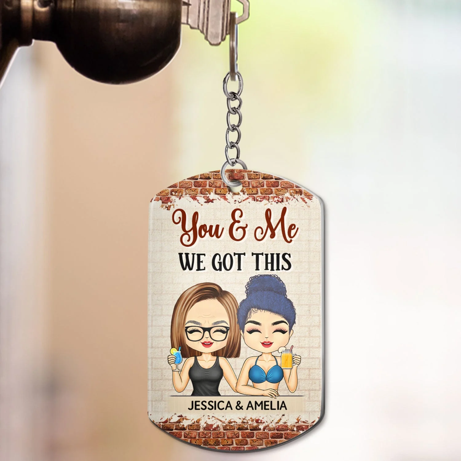 Keys To Our Sweet Home Chibi - Anniversary, Vacation, Funny Gift For Couples, Family - Personalized Aluminum Keychain - Image 3