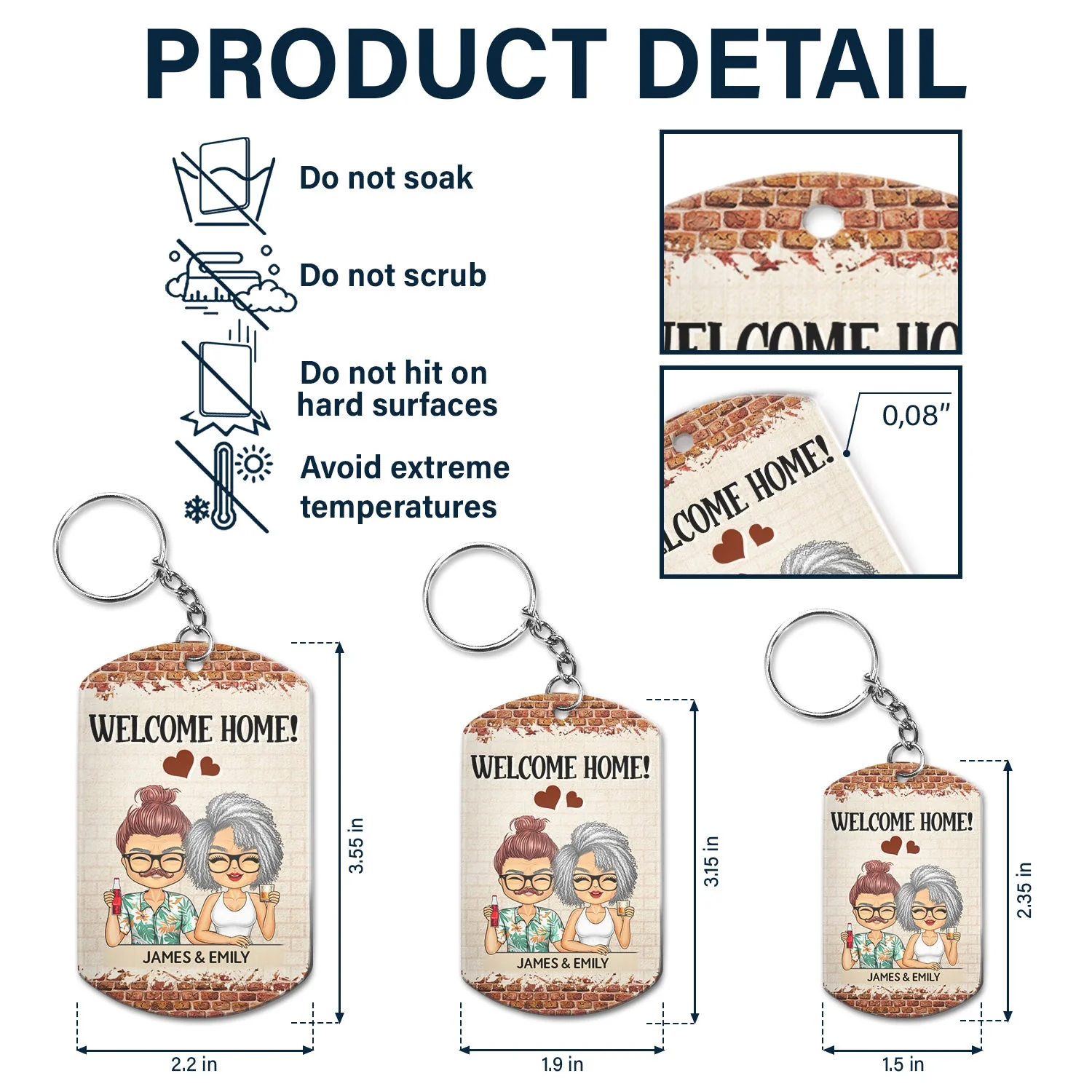 Keys To Our Sweet Home Chibi - Anniversary, Vacation, Funny Gift For Couples, Family - Personalized Aluminum Keychain - Image 5