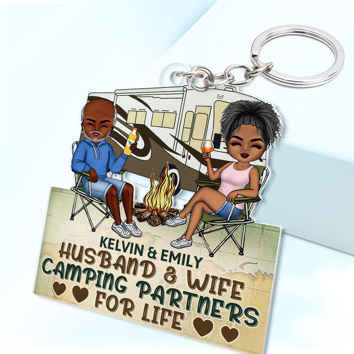 Keys To The Camper - Anniversary, Loving Gifts For Couples, Husband, Wife, Camping Lovers - Personalized Cutout Acrylic Keychain - Image 2