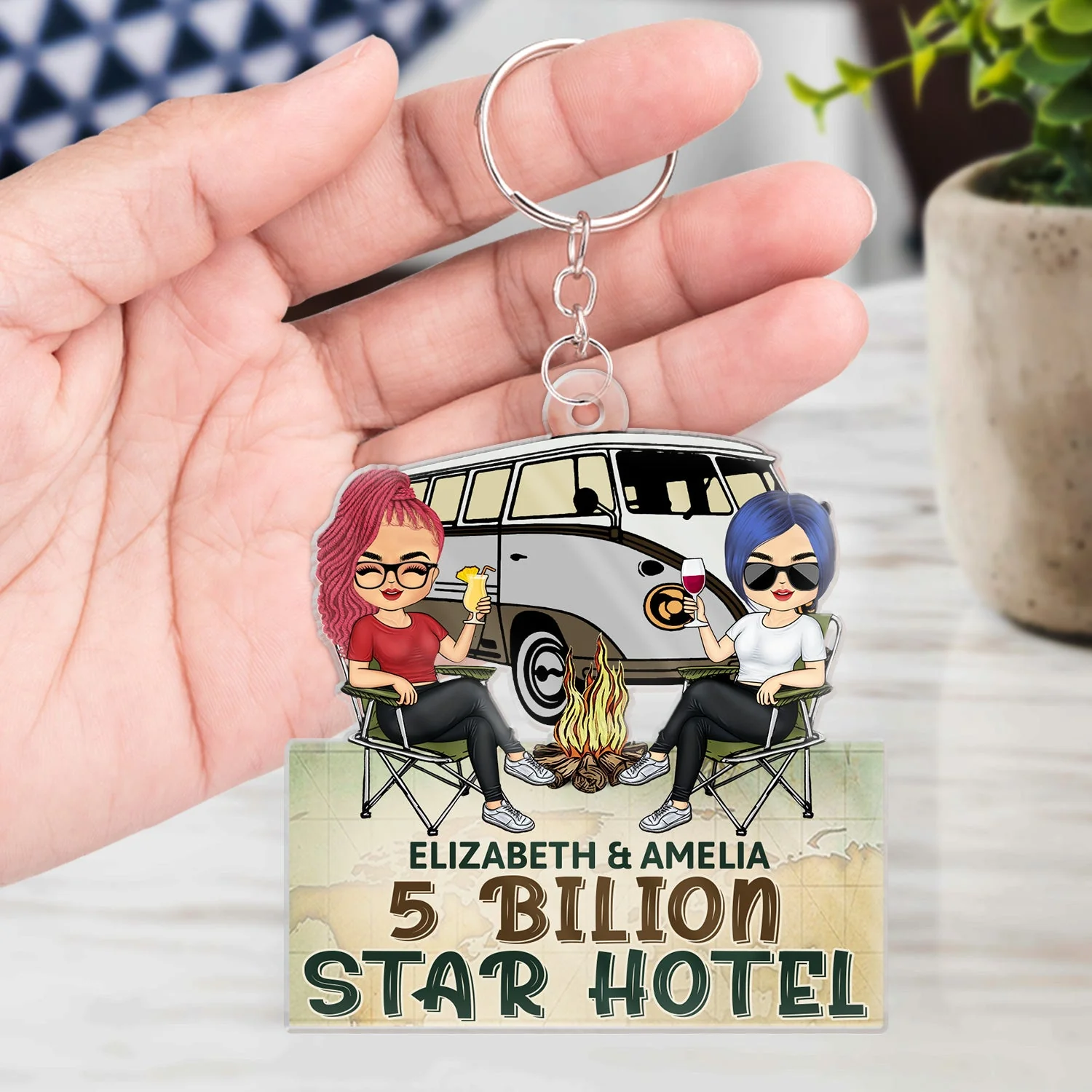 Keys To The Camper - Anniversary, Loving Gifts For Couples, Husband, Wife, Camping Lovers - Personalized Cutout Acrylic Keychain - Image 4