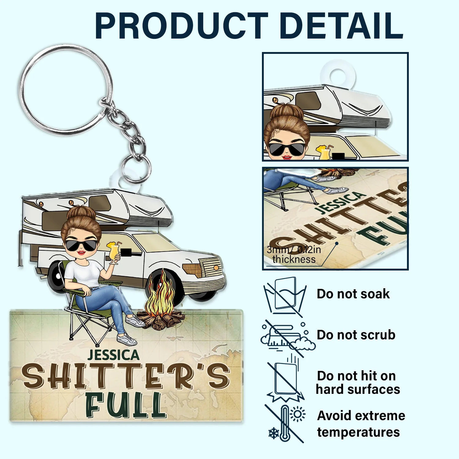 Keys To The Camper - Anniversary, Loving Gifts For Couples, Husband, Wife, Camping Lovers - Personalized Cutout Acrylic Keychain - Image 5