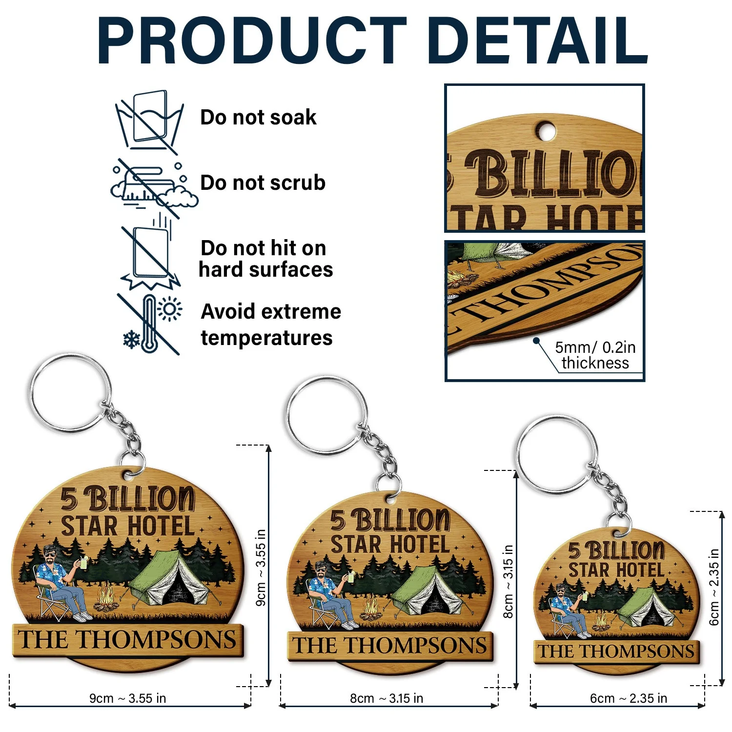 Keys To The Camper - Anniversary, Vacation, Funny Gift For Camping Lovers, Couples - Personalized Wooden Keychain - Image 5
