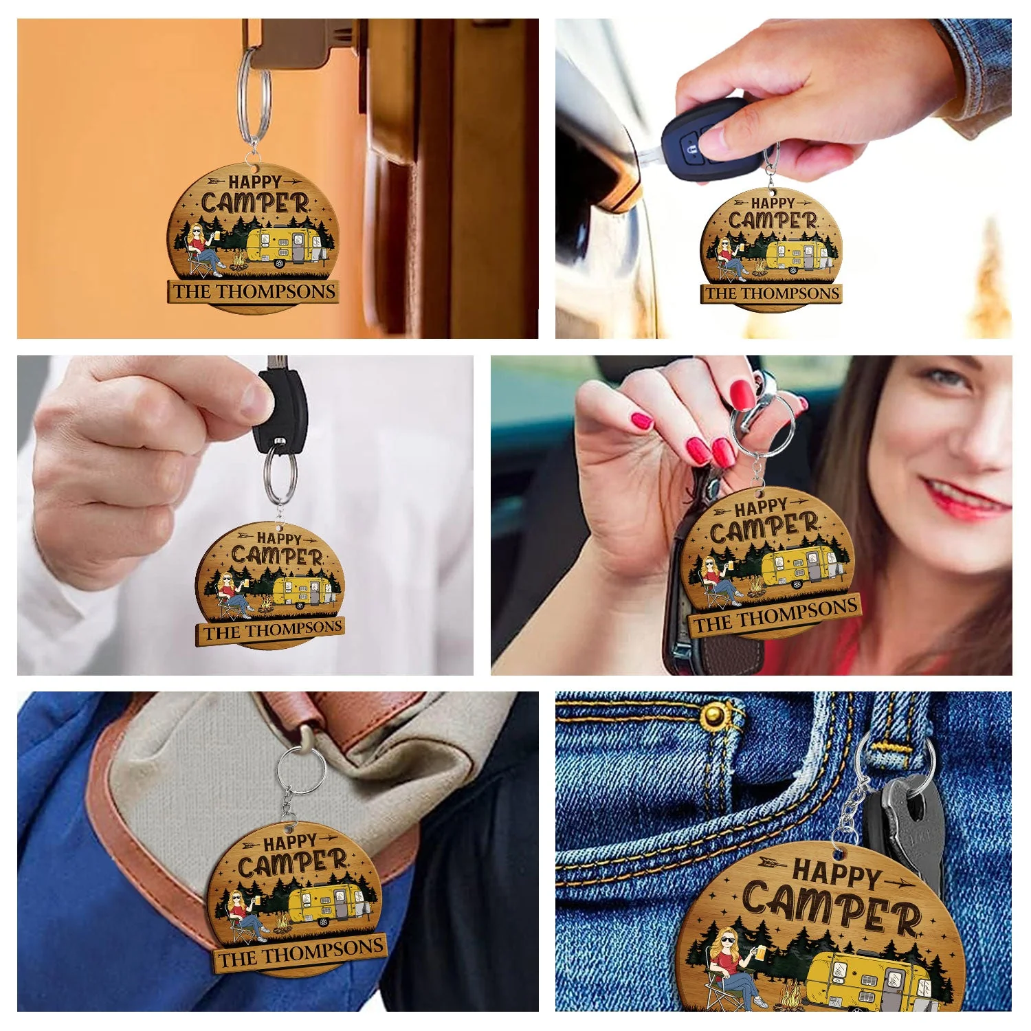 Keys To The Camper - Anniversary, Vacation, Funny Gift For Camping Lovers, Couples - Personalized Wooden Keychain - Image 6