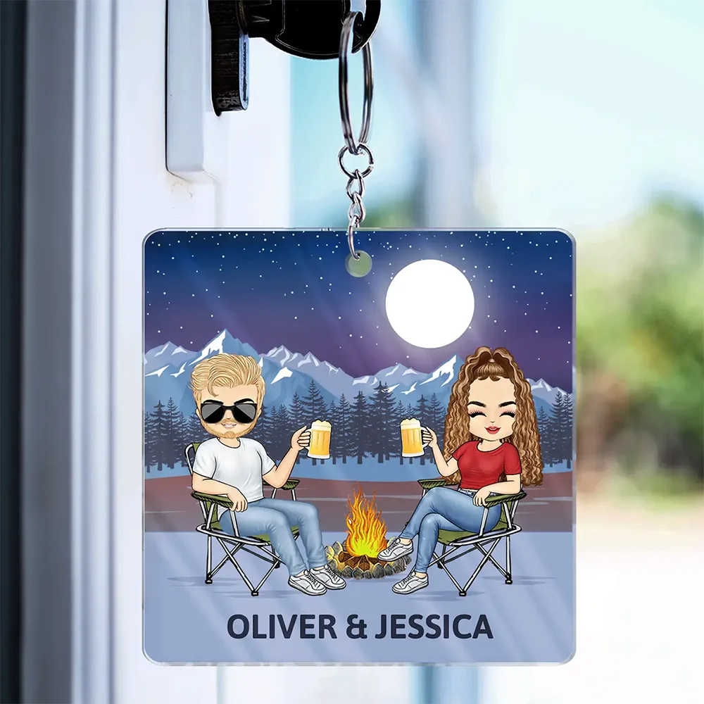Keys To The Camper Camping Couples - Personalized Acrylic Keychain - Image 3