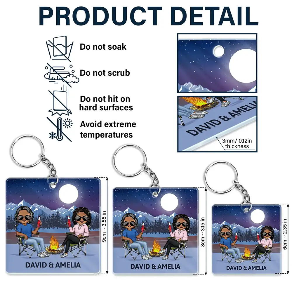 Keys To The Camper Camping Couples - Personalized Acrylic Keychain - Image 5