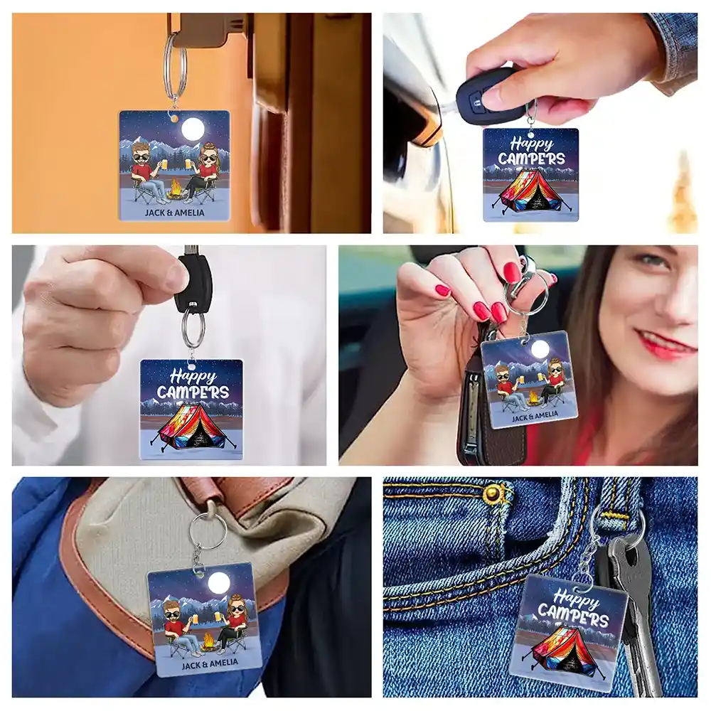 Keys To The Camper Camping Couples - Personalized Acrylic Keychain - Image 6