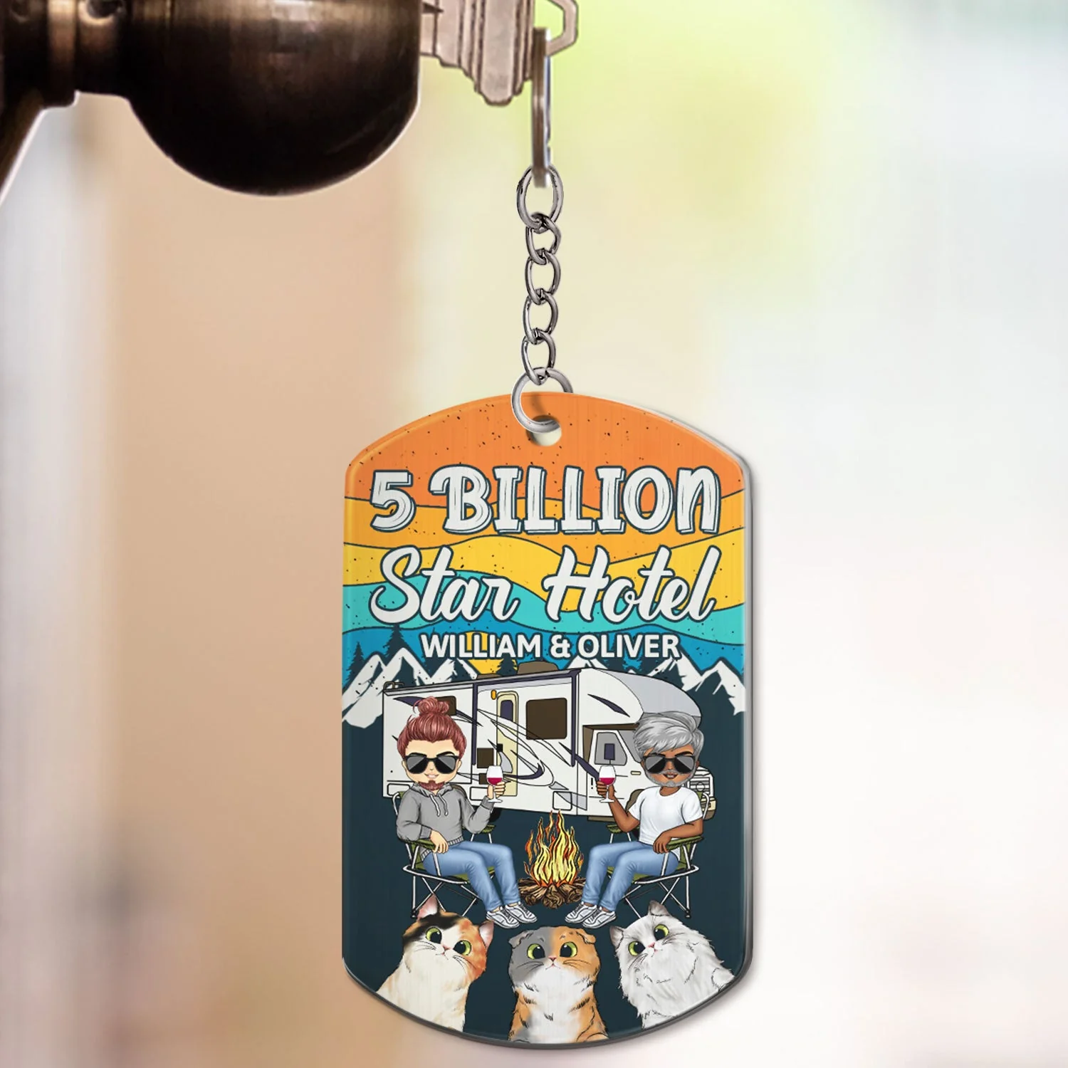 Keys To The Camper Dogs Cats - Anniversary, Loving Gifts For Couples, Husband, Wife, Camping Lovers - Personalized Aluminum Keychain - Image 3