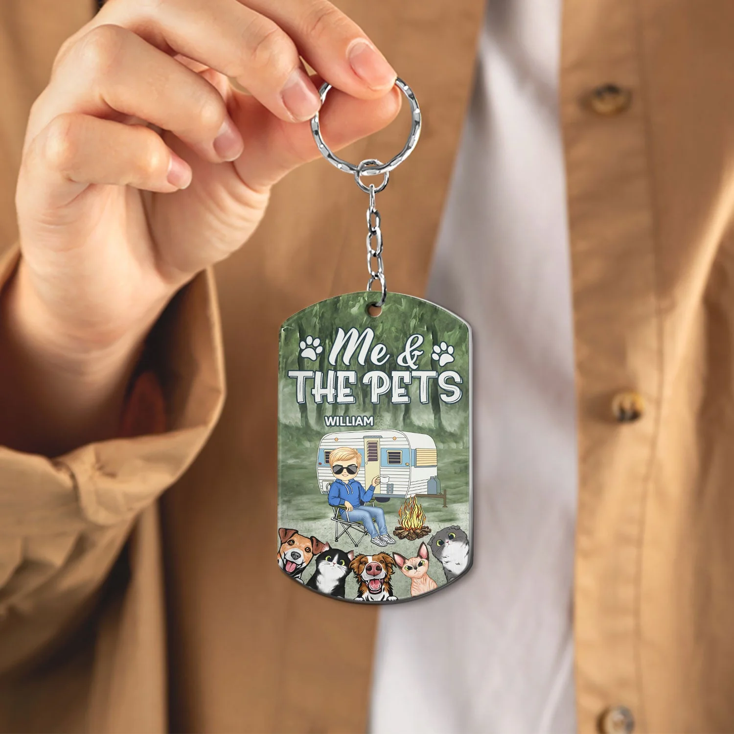 Keys To The Camper Dogs Cats - Anniversary, Loving Gifts For Couples, Husband, Wife, Camping Lovers - Personalized Aluminum Keychain - Image 4