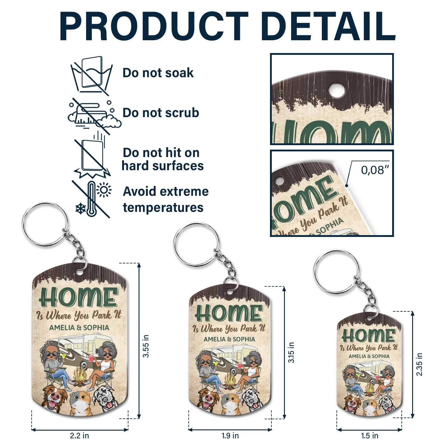 Keys To The Camper Dogs Cats - Anniversary, Loving Gifts For Couples, Husband, Wife, Camping Lovers - Personalized Aluminum Keychain - Image 5