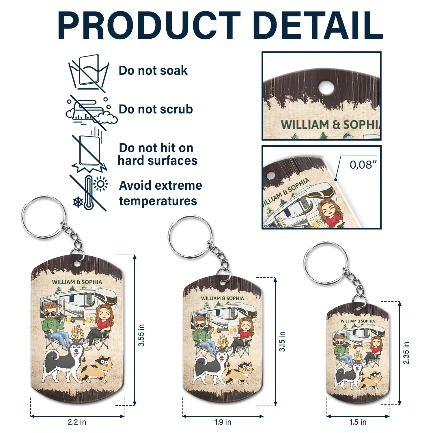 Keys To The Camper Walking Dog Cat - Anniversary, Loving Gifts For Couples, Camping Lovers - Personalized Aluminum Keychain - Image 5