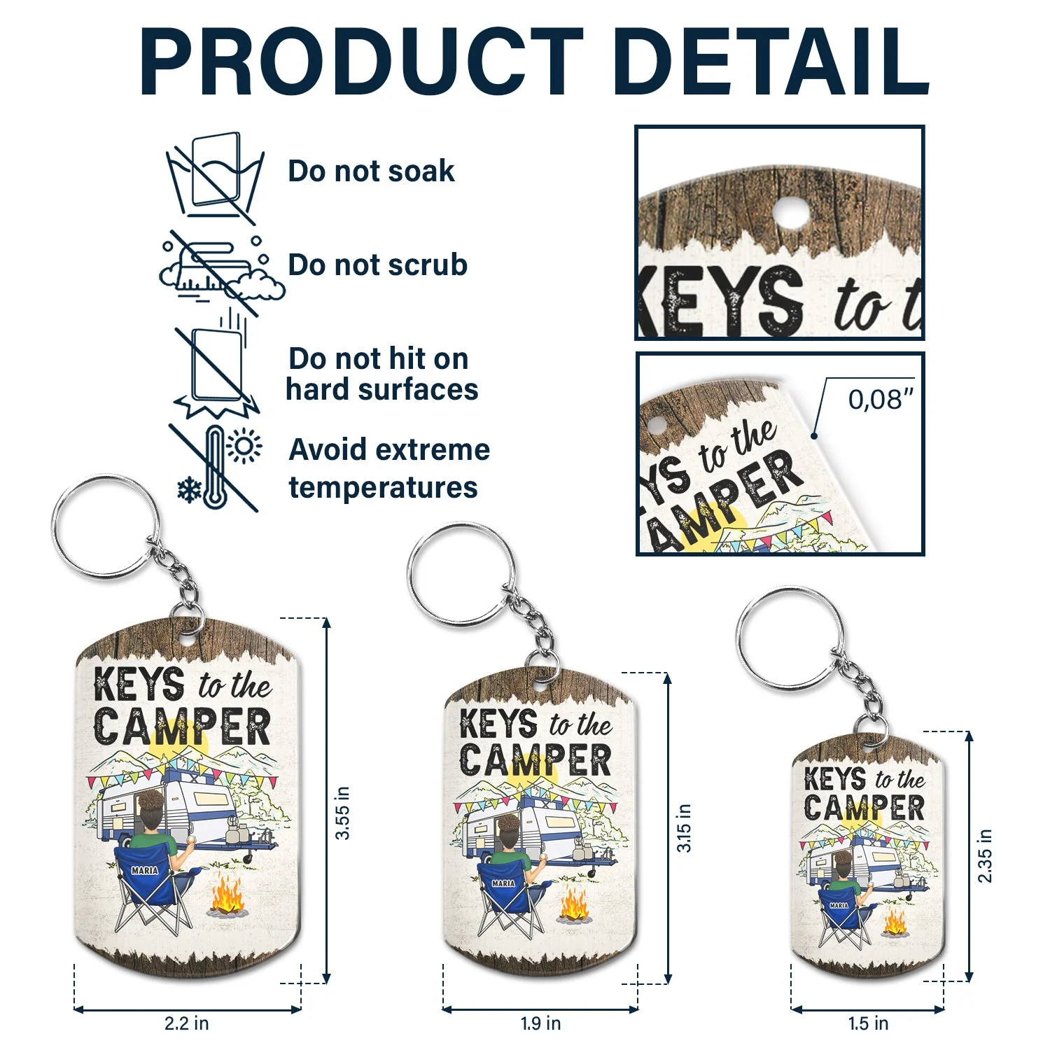 Keys To The Campers - Gift For Couples - Personalized Aluminum Keychain - Image 5