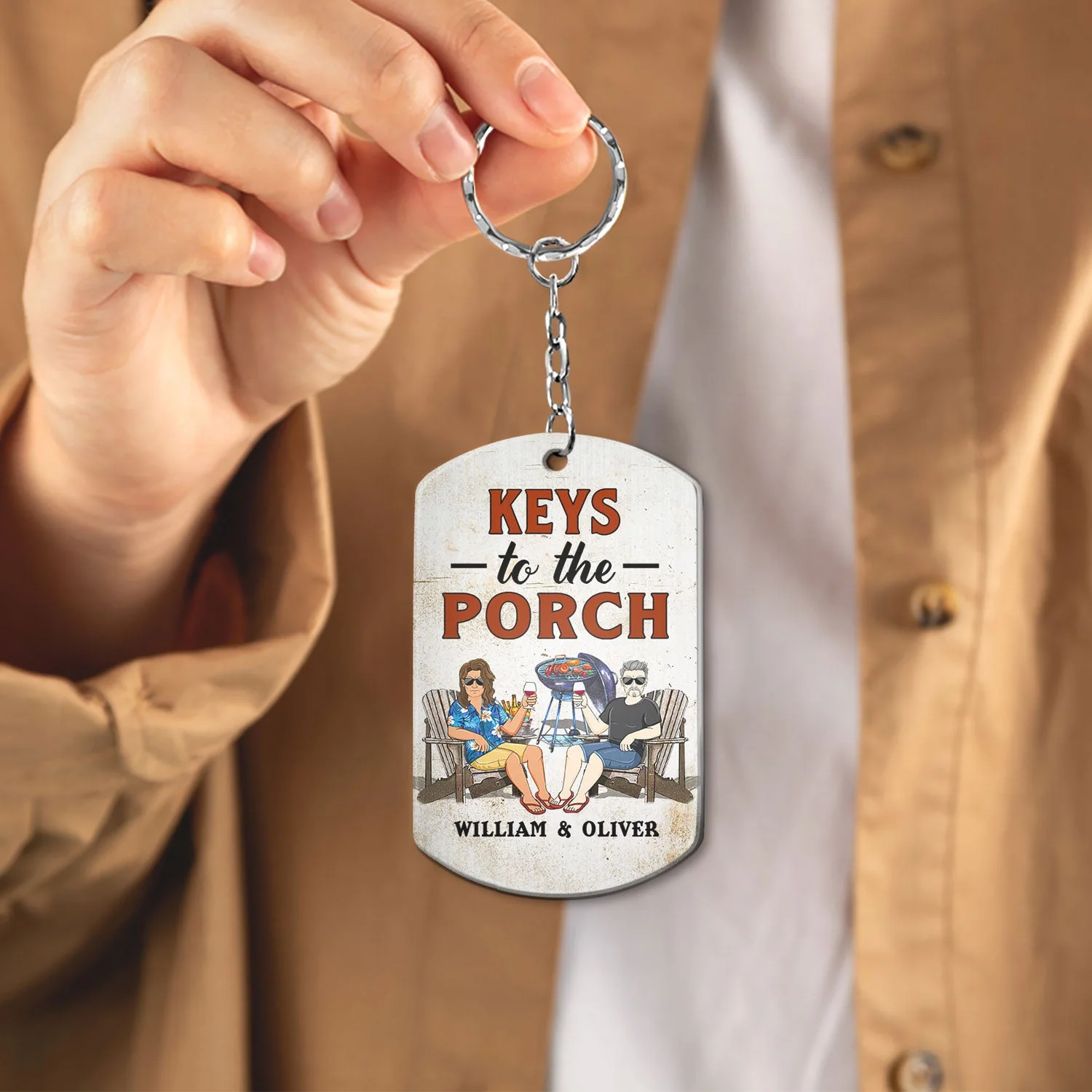 Keys To The Grilling - Funny, Birthday Gifts For Couples - Personalized Aluminum Keychain - Image 4