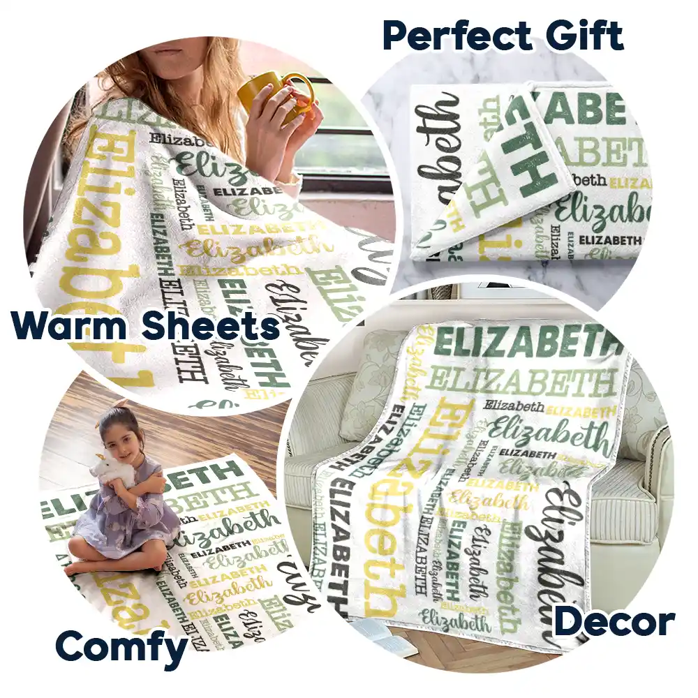Kid Baby Names - Personalized Fleece Blanket, Sherpa Blanket - Image 7