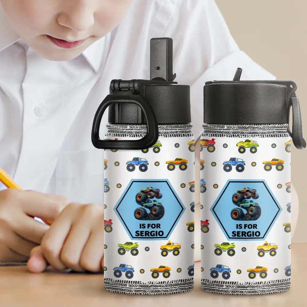 Kid Boy Kid Girl Lovely Monogram - Personalized Kids Water Bottle - Image 2