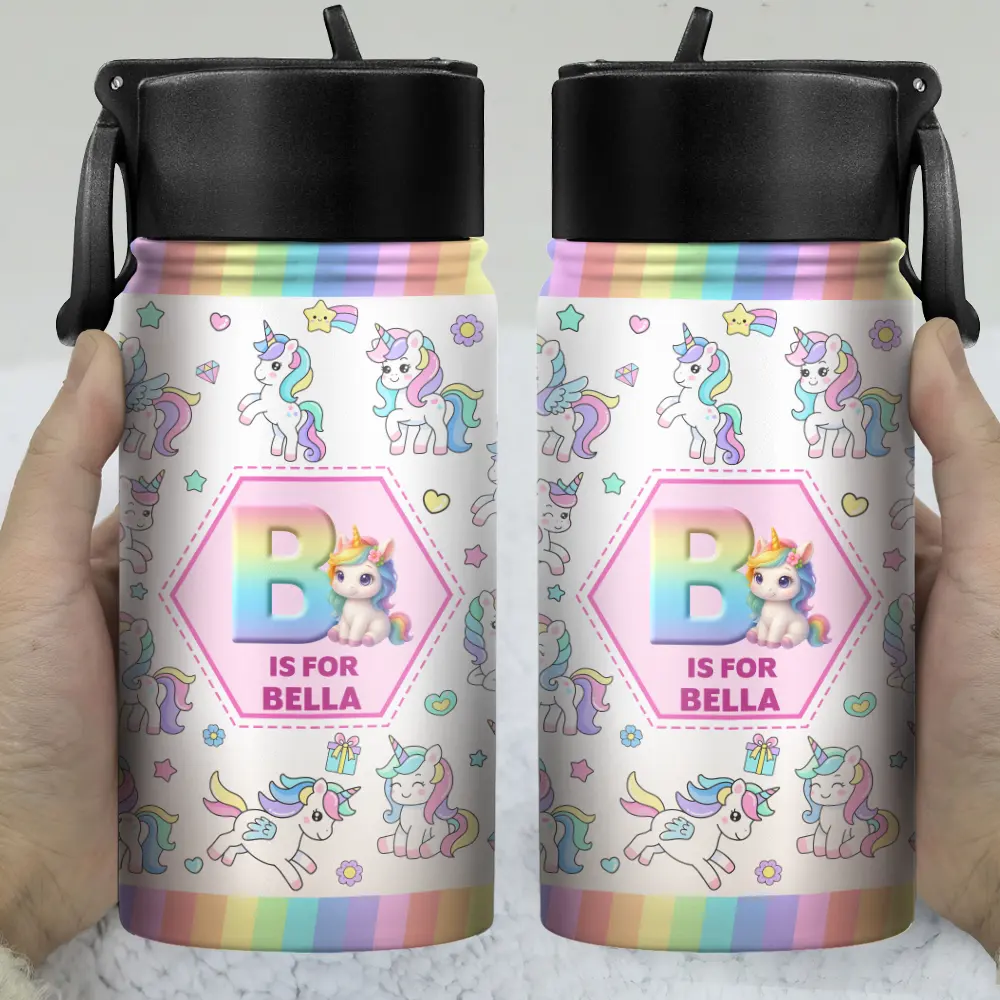 Kid Boy Kid Girl Lovely Monogram - Personalized Kids Water Bottle - Image 3