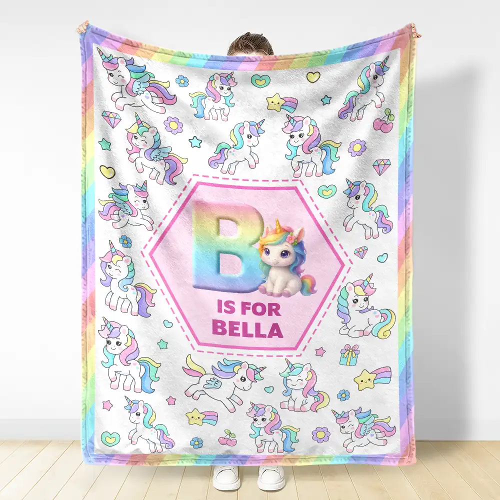 Kid Boy Kid Girl Monogram - Personalized Fleece Blanket, Sherpa Blanket - Image 3