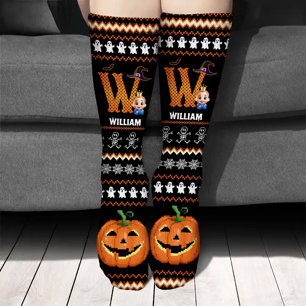 Kid Monogram Halloween - Personalized Socks - Image 3