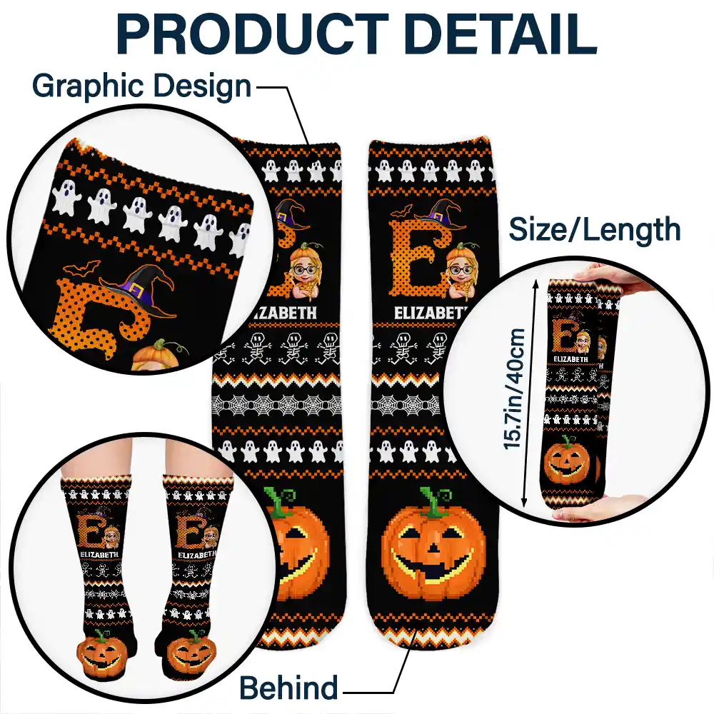 Kid Monogram Halloween - Personalized Socks - Image 5