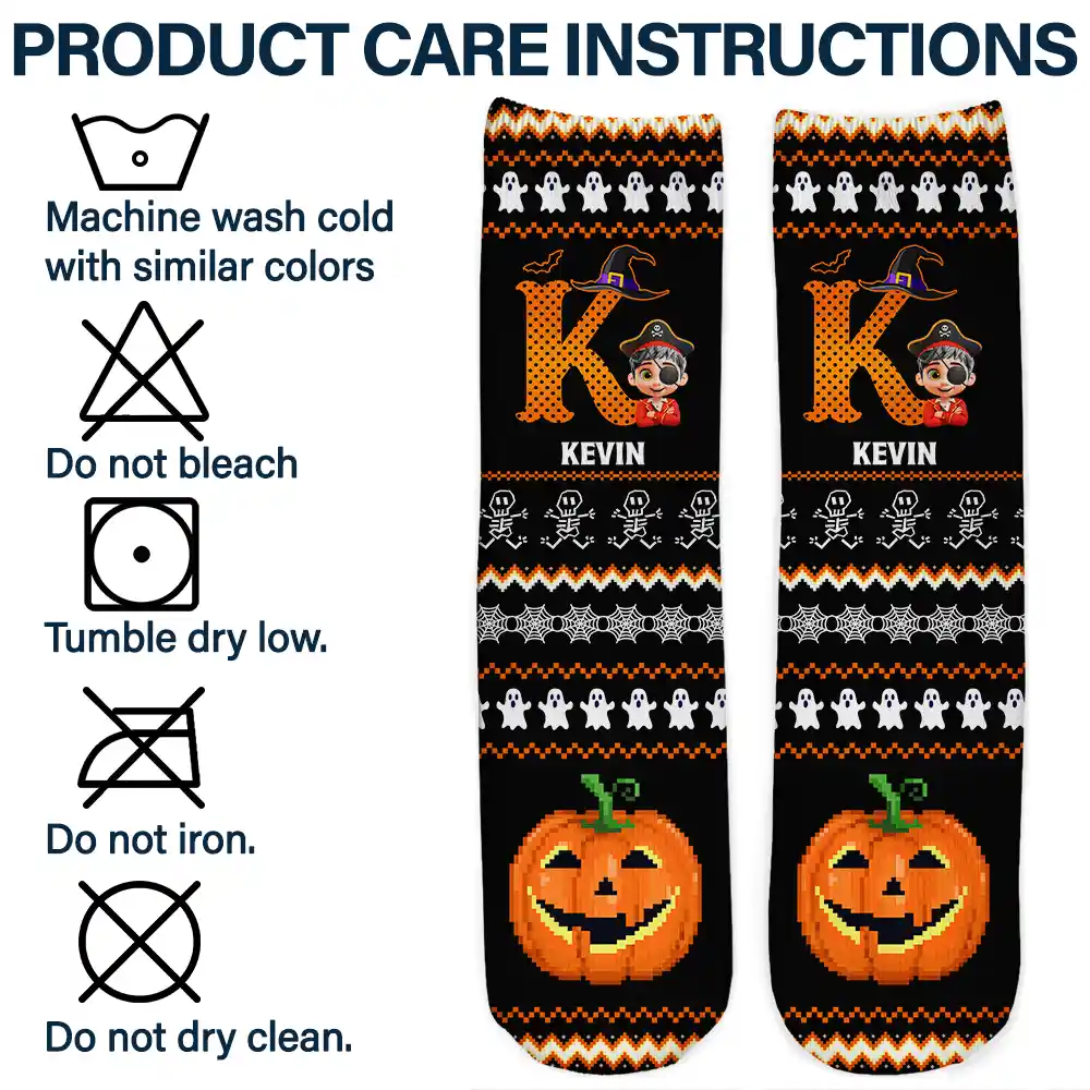 Kid Monogram Halloween - Personalized Socks - Image 6