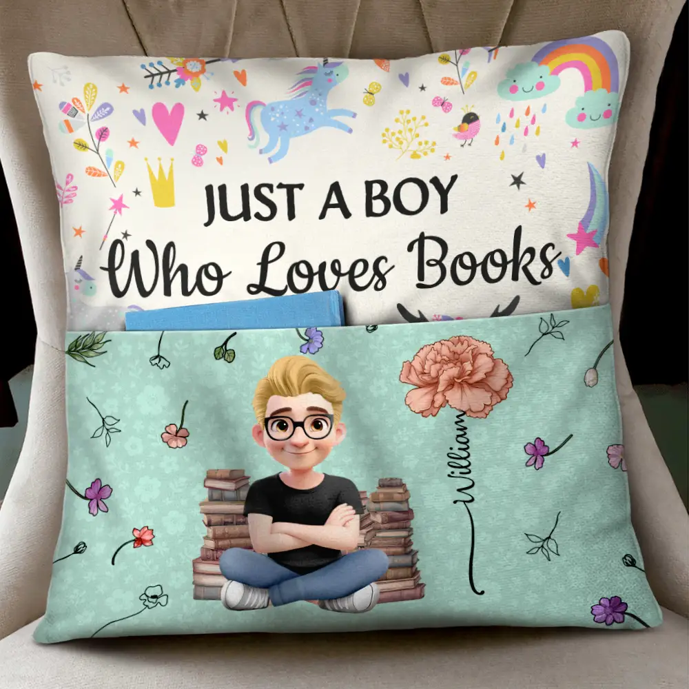Kid Reading Pillow Birth Month Flower - Personalized Pocket Pillow - Image 3