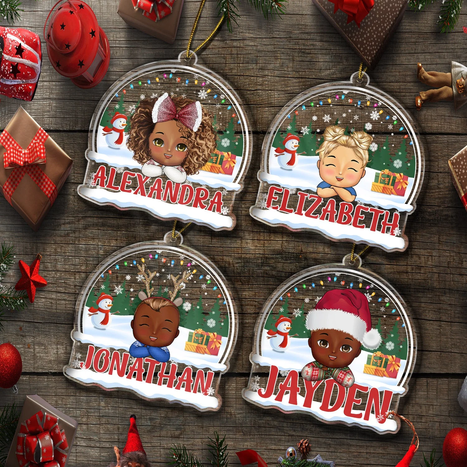 Kid Teen Baby Chibi Style - Christmas, Lovely Gift For Family, Parents, Grandparents - Personalized Custom Shaped Acrylic Ornament - Image 5