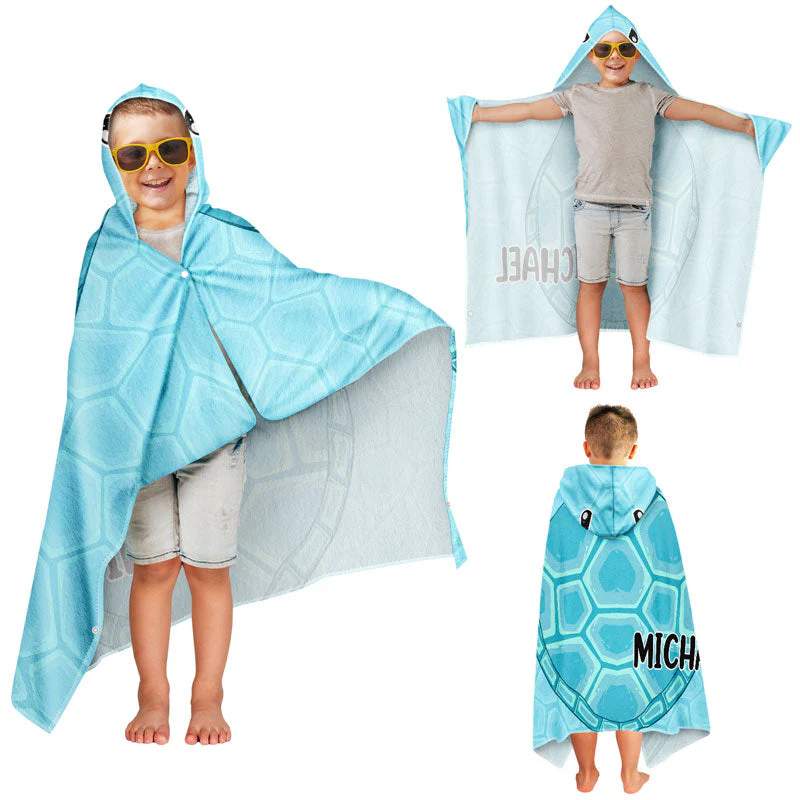 Kids Cosplay Animal At The Beach - Personalized Hooded Beach Towel - Image 3
