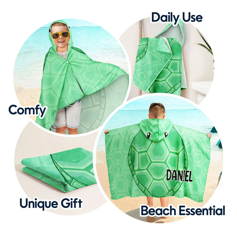 Kids Cosplay Animal At The Beach - Personalized Hooded Beach Towel - Image 6