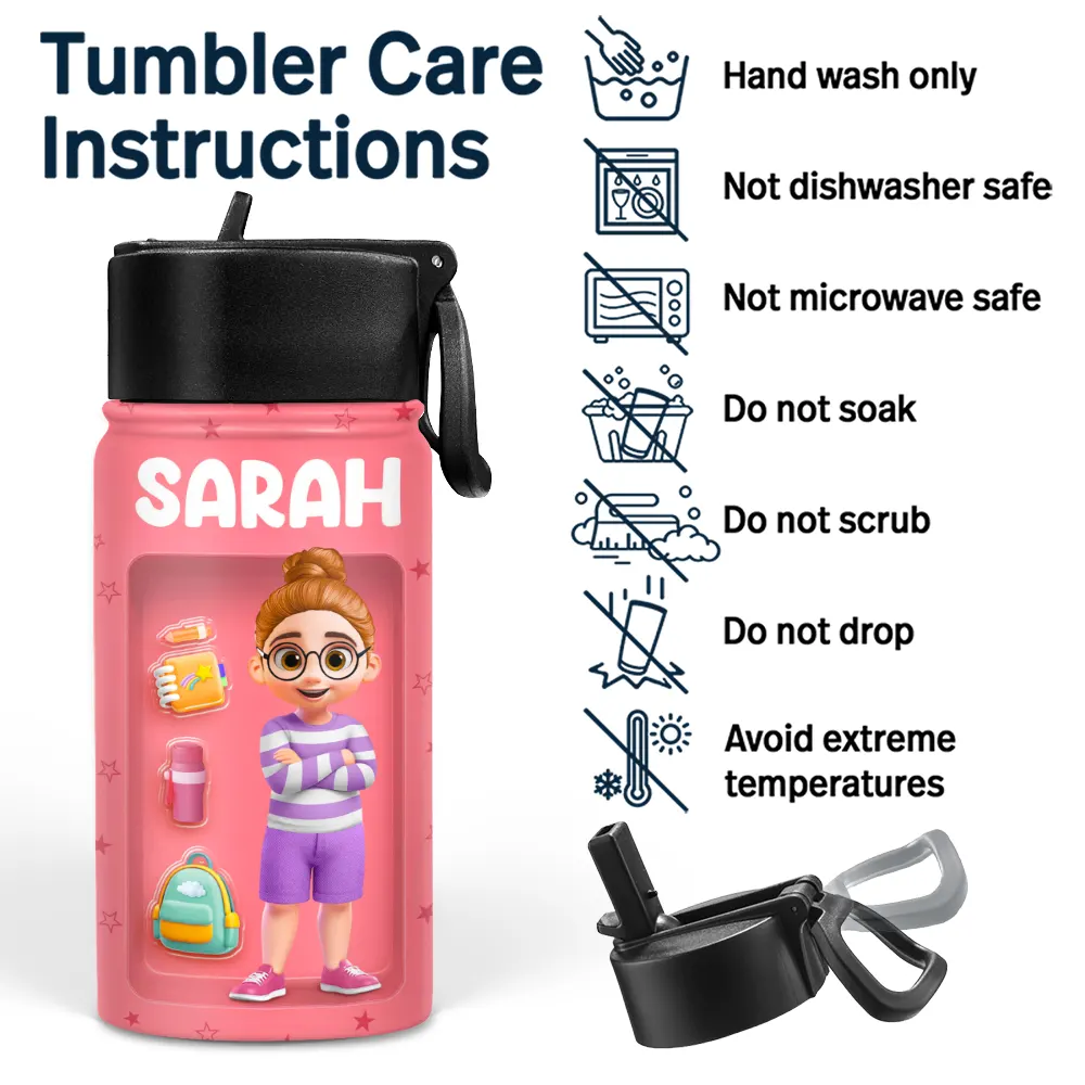 Kid's Name Back To School - Personalized Kids Water Bottle - Image 5