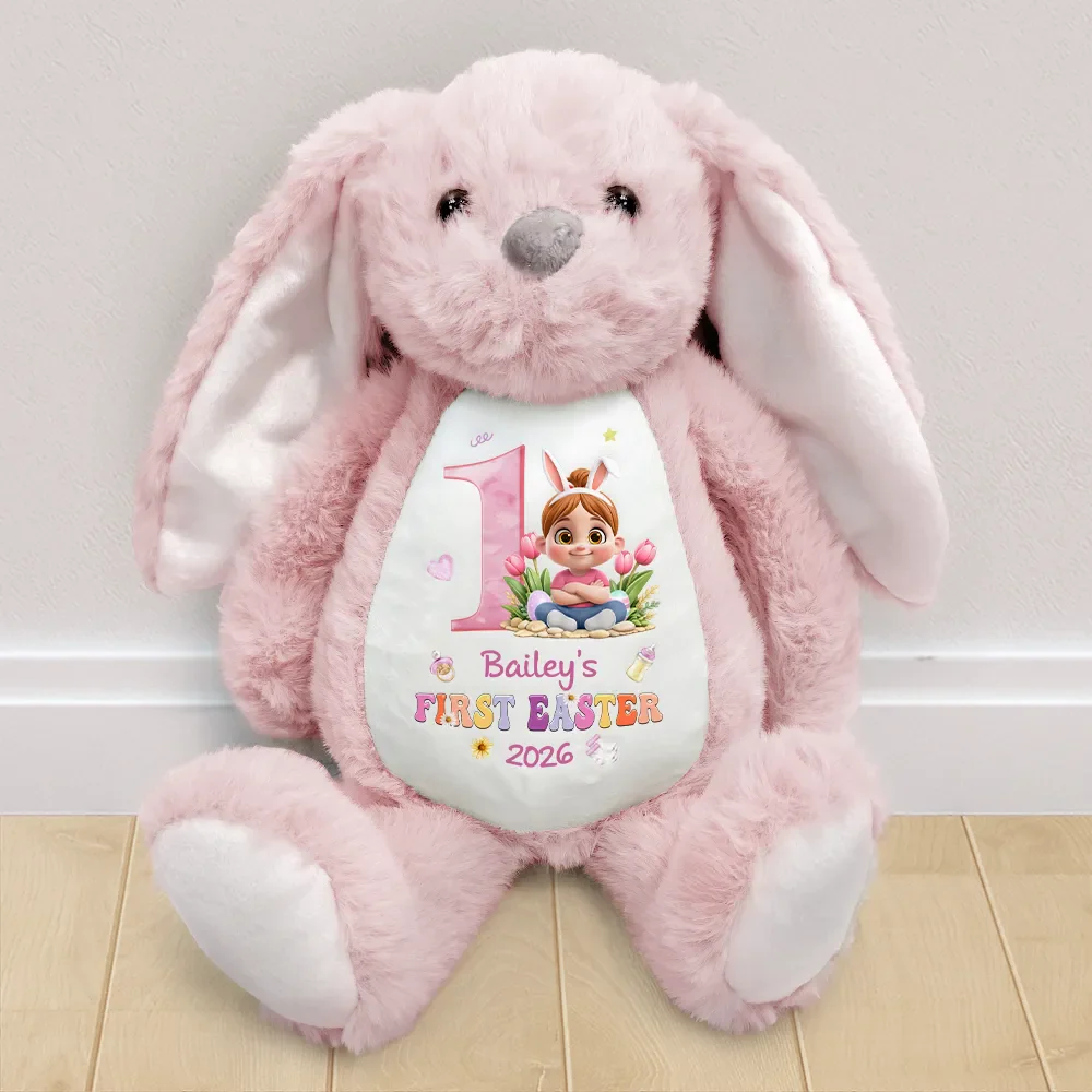 Kids Sitting First Easter - Personalized Soft Toy Bunny - Image 2