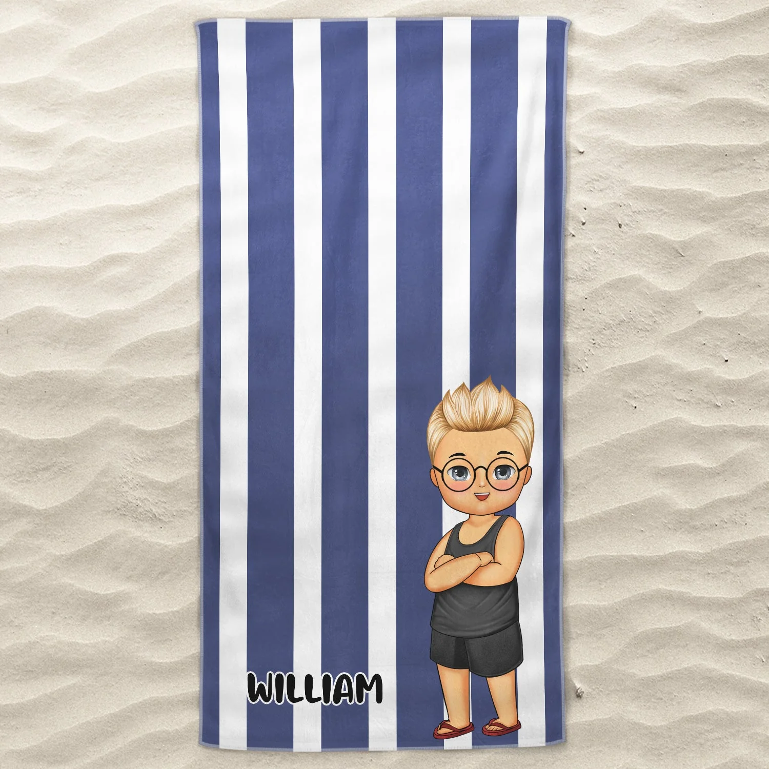 Kids Vacation Stripe - Gift For Children, Grandkids - Personalized Beach Towel - Image 3