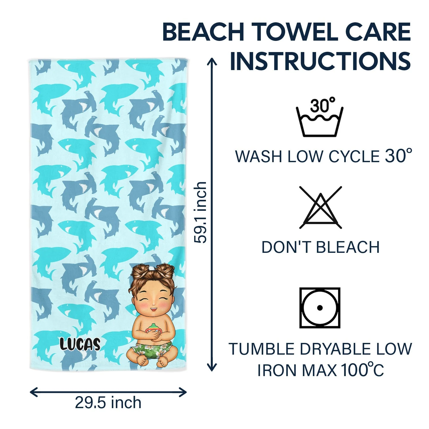 Kids Vacation Stripe - Gift For Children, Grandkids - Personalized Beach Towel - Image 6