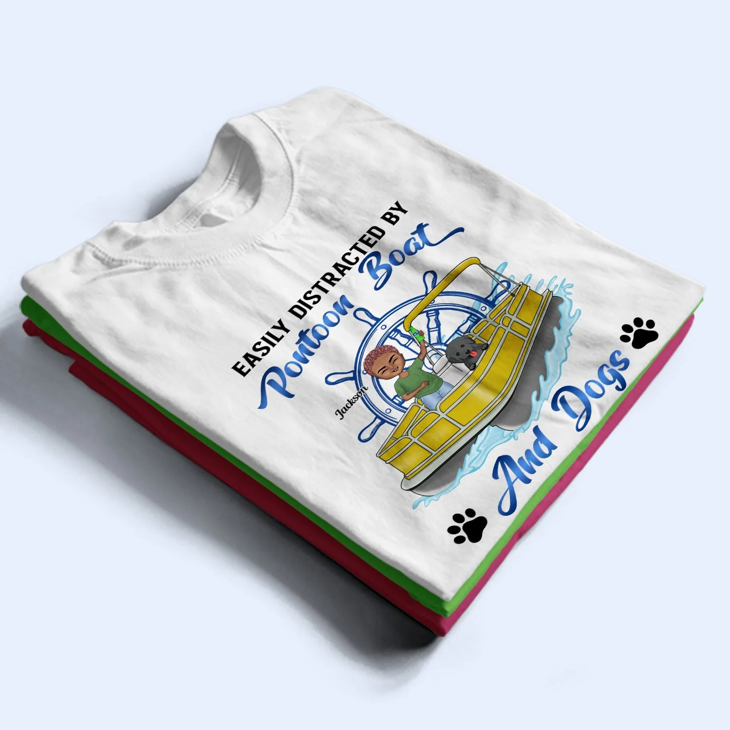 Kinda Busy Being A Pontoon Captain & A Dog Dad - Gift For Pontooning Lovers, Lake Lovers, Travelers, Pet Lovers - Personalized Custom T Shirt - Image 2