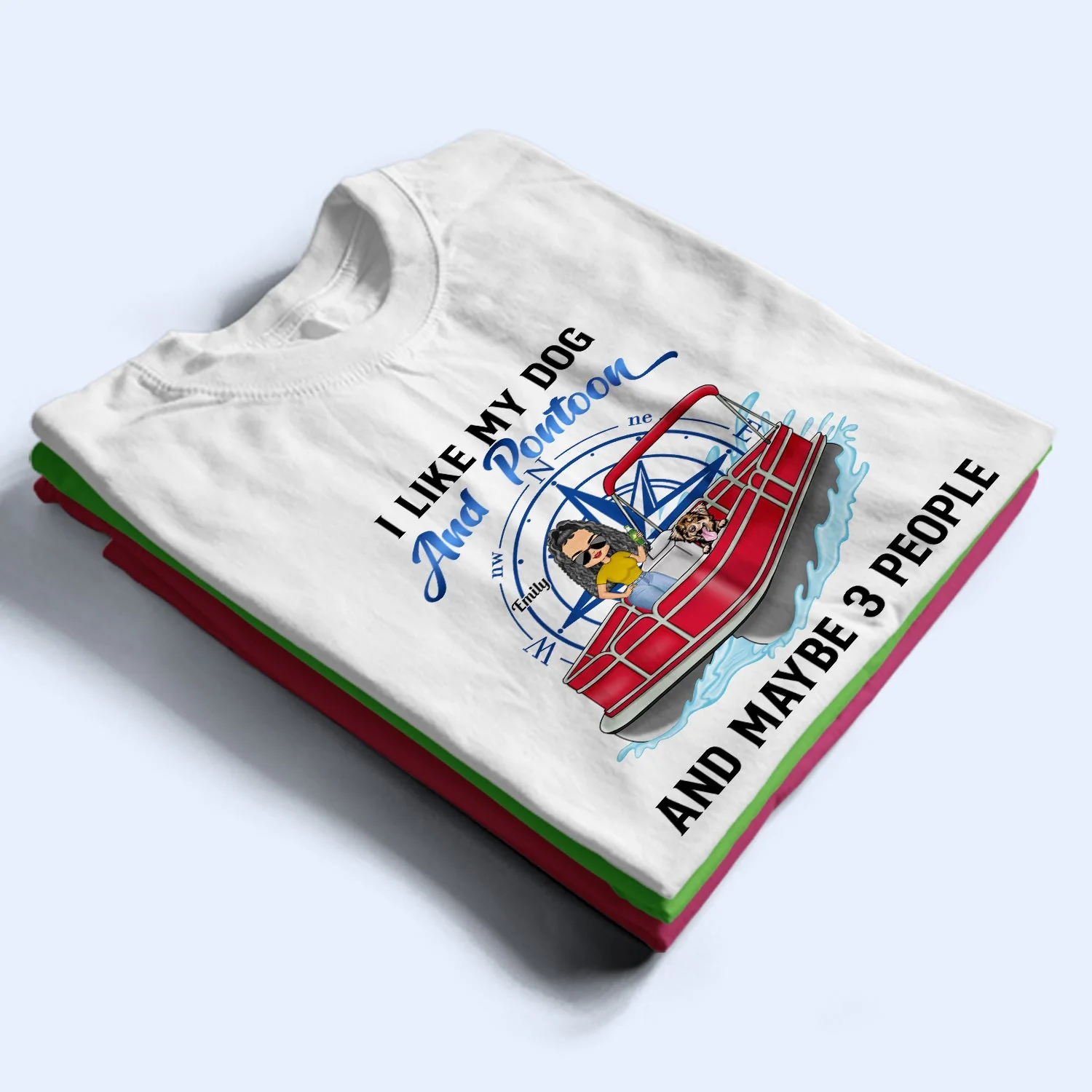 Kinda Busy Being A Pontoon Queen & A Dog Mom - Gift For Pet Lovers, Pontooning Lovers, Lake Lovers, Travelers - Personalized Custom T Shirt - Image 2