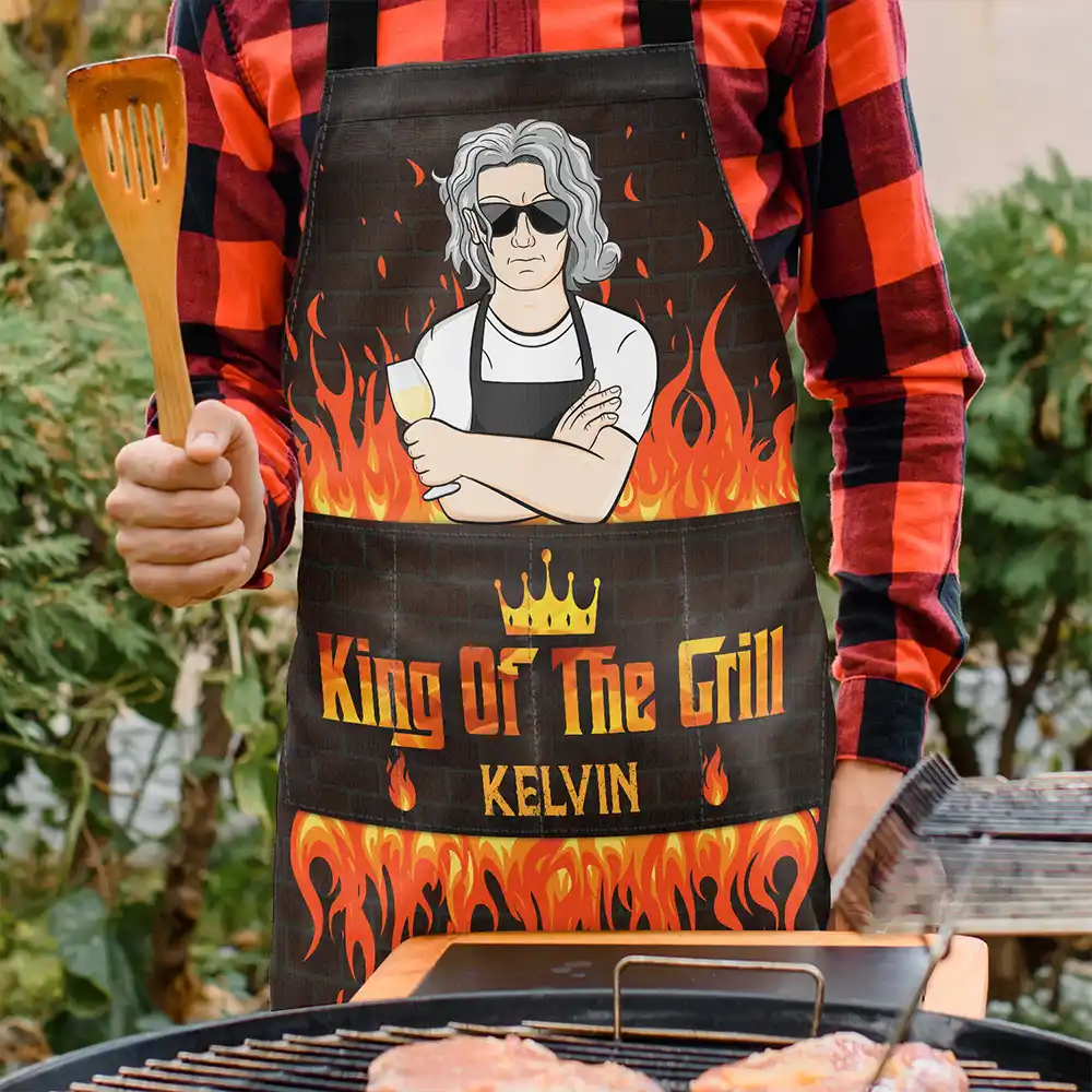 King Of The Grill - Personalized Apron - Image 3